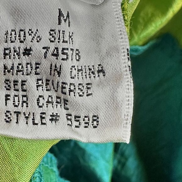 Vintage Cache Silk Maxi Skirt Womens M Blue Green Iridescent Western Boho Full - Picture 10 of 11